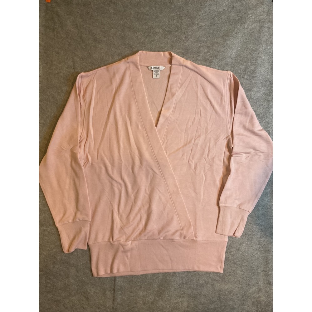 Athleta Purana V-Neck Wrap Sweatshirt Pink Plush Nirvana S New